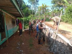 Pembuatan TPT Hampir Rampung, TNI dan Warga Bahu Membahu Lakukan Pengerjaan Fisik