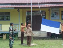 Satgas Pamtas RI-Maaysia Yonarmed 19/105 Trk Bogani Latih Siswa-Siswi Sebagai Perangkat Upaca Bendera Di Perbatasan