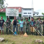 WUJUD PEDULI KEBERSIHAN, SATGAS YONIF 126/KC KARYA BAKTI POSYANDU PERBATASAN