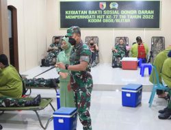 Peduli Kepada Sesama, Kodim 0808/Blitar Gelar Kegiatan Bakti Sosial Donor Darah