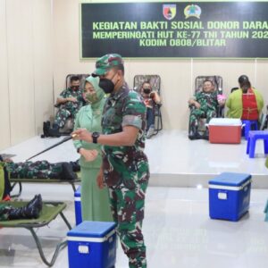 Peduli Kepada Sesama, Kodim 0808/Blitar Gelar Kegiatan Bakti Sosial Donor Darah