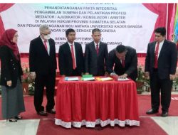 Penandatanganan Fakta Integritas dan Sumpah Mediator Ajudikator Konsiliator Arbiter di Sumatera Selatan