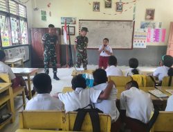 Bangun Karakter Nasionalisme dan Patriotisme, Satgas Yonarmed 1 Kostrad Bekali Wasbang Siswa-Siswi SD Kristen 01 Nuruwe
