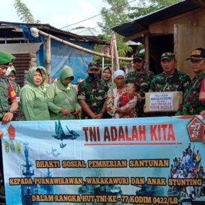 Dalam Rangka Menyambut HUT TNI KE-77, Kodim 0422/LB Melaksanakan Karya Bakti dan Bakti Sosial