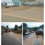 Hati-Hati,!! Saat Melintas Jalan Raya Depan Pembangunan RSUD Cilograng Sangat Licin