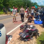 Ngeri,!!,, Tabrakan Maut, Antar Motor VS Truck di Jalan Trans Kalimantan Hingga Menelan Korban