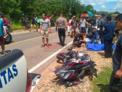 Ngeri,!!,, Tabrakan Maut, Antar Motor VS Truck di Jalan Trans Kalimantan Hingga Menelan Korban