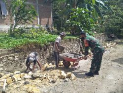 Kerja Bakti Pembuatan Talud Jalan Bentuk Kedekatan Babinsa Dengan warga Binaan