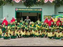 Anak-anak TK Geruduk Markas Koramil 0811/12 Bancar Tuban Beri Kejutan HUT TNI Ke 77