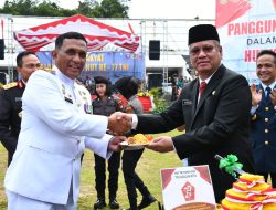 Danlantamal XII Hadiri Upacara Peringatan HUT Ke-77 TNI Di Perbatasan PLBN Entikong Kalbar