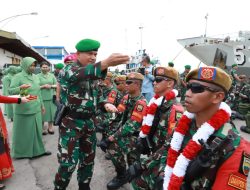 Tunaikan Tugas Negara, Pangdam I/BB Sambut Prajurit Yonarhanud 11/WBY di Belawan