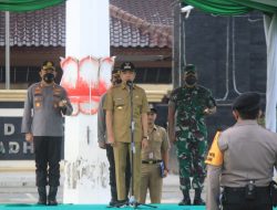 Kodim 0808/Blitar Bersama Dinas Terkait Gelar Apel Pasukan Kesiapsiagaan Penanggulangan Bencana Alam Di Alon Alon Kab.Blitar