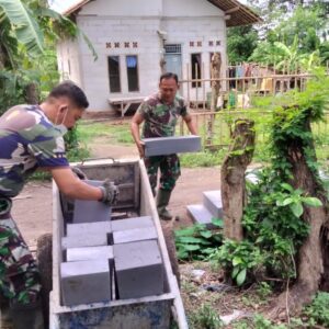 Hujan Jadi Tantangan Perjuangan Pembangunan Rutilahu Koramil 11 Pebayuran