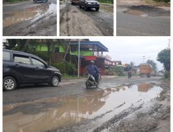 Jalan Provinsi di Desa Tiang Layar Pancur Batu Seperti Kubangan Kerbau, Warga Berharap Pemerintah Perbaiki Jalan