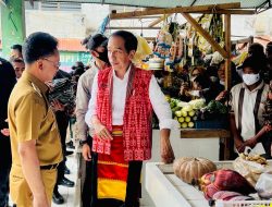 Presiden Jokowi Cek Harga Bahan Pangan di Pasar Kemuning Pontianak