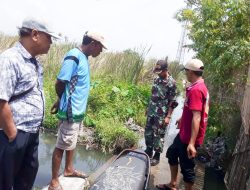 Pasca Hujan Serta Mengantisipasi Banjir Babinsa Koramil 13 Kedungwaringin Bersama Warga Tinjau Naiknya Debit Air