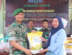 Peringati Hari Juang TNI AD Ke-77, Dandim Serahkan Paket Sembako Murah Secara Simbolis