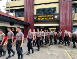 Jaga Daya Tahan Tubuh, Personil Ditsamapta Polda Kalbar Lakukan Olah Raga Pagi Bersama