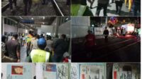 Petugas Polsek Batu Ceper Polres Metro Tangerang Kota Evakuasi Pengemudi Ojek Yang Tewas Tertabrak Commuterline di Tangerang