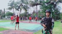 Satgas Pamtas Yonif 132/BS Bersama Pemuda Kp.Mosso Gelar Pertandingan Voli Persahabatan