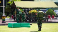 Pangdam XVIII/Ksr Pimpin Upacara Penerimaan Satgas Pamtas kewilayahan Yonif 133/YS dan Yonif 623/BWU diwilayah Kogasgab Papua Barat Daya TA. 2023
