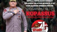 Kapolda Sulsel Irjen Pol Setyo Budi Moempoeni Harso, S.H., M.HUM Ucapkan Selamat Ulang Tahun Kopasus ke – 71