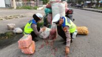 Respon Cepat, Kanit Lantas Polsek Senapelan Bantu Pungut Cabe Pedagang Yang Berserakan di Jalan