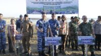 Secara serentak Danlanud Iswahjudi ikuti penanaman Mangrove Nasional di Pantai Soge Pacitan