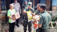 Tinjau Pelaksanaan Karya Bakti, Dandim Wonogiri Berikan Paket Sembako Kepada Warga Terdampak Gempa