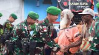 MASYARAKAT KABUPATEN KEROM SANGAT ANTUSIAS MENYAMBUT SATGAS PAMTAS STATIS RI-PNG YONIF 122/TS