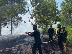 Dansatbrimob Polda Kalbar Turun Langsung Melakukan Pemadaman Api Di Lokasi Karhutla