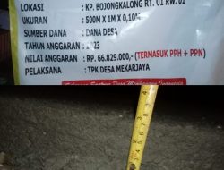 Pembangunan Rabat Beton Kampung Bojongkalong RT 001 RW 001 Desa Mekarjaya, Dugaan Ketebalan 3 Cm Sengaja Dihilangkan