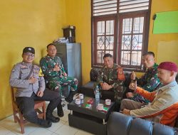 Sinergitas TNI-POLRI Bhabinkamtibmas Wilayah Hukum Polsek Sukaraja Polres Bogor, silaturahmi Dengan Anggota Batalyon Yonkes Rangka Menciptakan Harkamtibmas