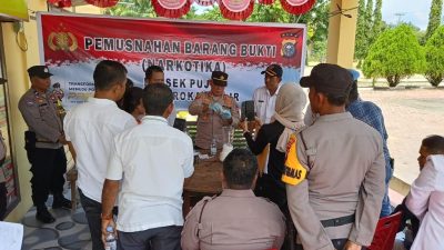 Polsek Pujud Gelar Pemusnahan Barang Bukti Narkotika Jenis Sabu