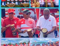 Kasrem 181/PVT Mengikuti Pembagian 10 Juta Bendera Merah Putih