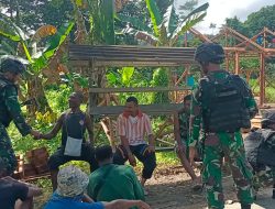 Mempererat Silaturahmi Satgas Yonif 122/TS Pos Ampas Melaksanakan Anjangsana Di Kampung Ampas