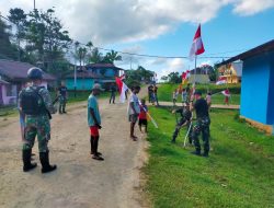 Satgas Yonif 623 Bersama Warga Merah Putihkan Jalan Kampung Bori di Papua