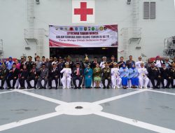 Dalam Rangka HUT RI Ke- 78 Tahun 2023 Danrem 181/PVT Hadiri Upacara Tabur Bunga di Laut