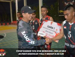 Yonif Raider 754/ENK Berhasil Kuasai Turnamen Volly Brigif Raider 20/IJK