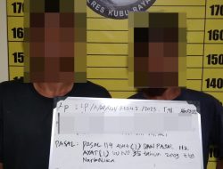 Lagi Asyik Nyabu di Pangkalan Pasir, Dua Pemuda di Rasau Jaya Diciduk Polisi