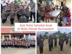 Kegiatan Polisi Sahabat Anak (Polsanak) dari TK dan Paud Terpadu Taman Ceria Gampong Blang Panjo Kecamatan Nurussalam Kabupaten Aceh Timur di Mako Polsek Nurussalam