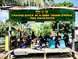 Tingkatkan Minat Baca, Satgas Yonif 122/TS Adakan Taman Baca Di Pos 4/C Kalilapar Papua