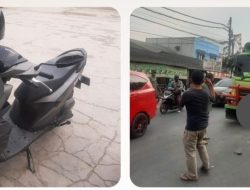 Pihak Kepolisian Gelar Olah TKP Kecelakaan Lalu Lintas Yang Libatkan Sebuah Truk dan Sepeda Motor