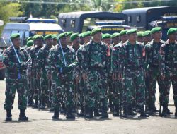 Hadapi Pesta Demokrasi Agar Berjalan Dengan Lancar Dan Sukses, Kodim 1710/Mimika Ikuti Apel Gelar Pasukan Kesiapan Pengamanan Pemilu 2024
