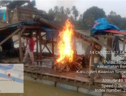 Quik Respon Presisi, Polsek Benai Musnahkan 1 Unit Rakit PETI di Desa Pulau Tongah