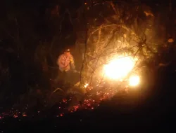 Anggota Polsek Praya Barat Daya Berhasil Padamkan Kebakaran Lahan Di Desa Pelambek