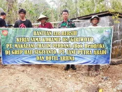 Koramil 08/Giriwoyo Bekerja Sama Dengan Beberapa Donatur Kembali Salurkan Bantuan Air Bersih Kepada Warga