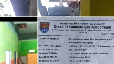 Lagi-lagi ada pekerjaan Dinas Pendidikan dan Kebudayaan Kabupaten Cilacap Lewat Waktu