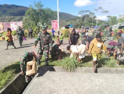 Sambut Bulan Damai, Kodim 1715 Yahukimo Bersama Masyarakat Papua Laksanakan Karya Bhakti di Dekai dan Oksibil