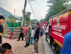 Polsek Babakan Madang Cek Lakukan  Olah TKP Kebakaran Lapak Rongsokan